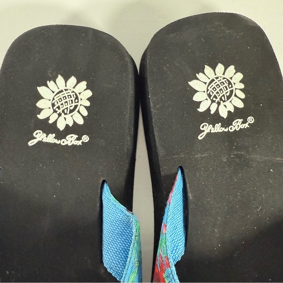 Yellow Box Flip Flops Blue with Pink Flamingos Size 7 1/2 7.5 Sandals Tropical - Picture 7 of 15